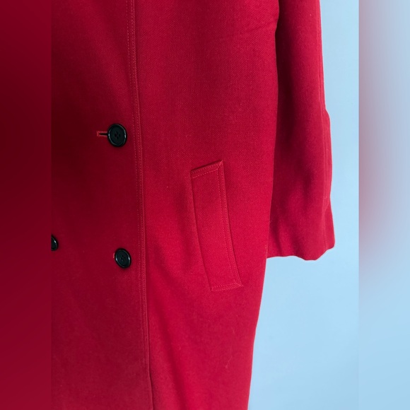 Vintage Red Wool Coat Long Maxi Trench - Picture 6 of 12